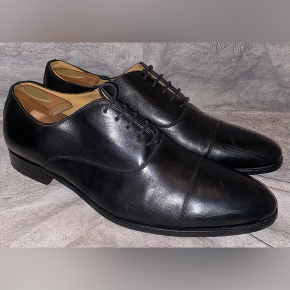 WORN 1x To Boot NY Black Cap Toe Oxford Derby Lace Up Dress Shoes 13 Italy